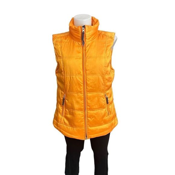 Tyler Boe Orange‎ Full Zip Quilted Puffer Vest size medium Side pockets - Picture 1 of 11